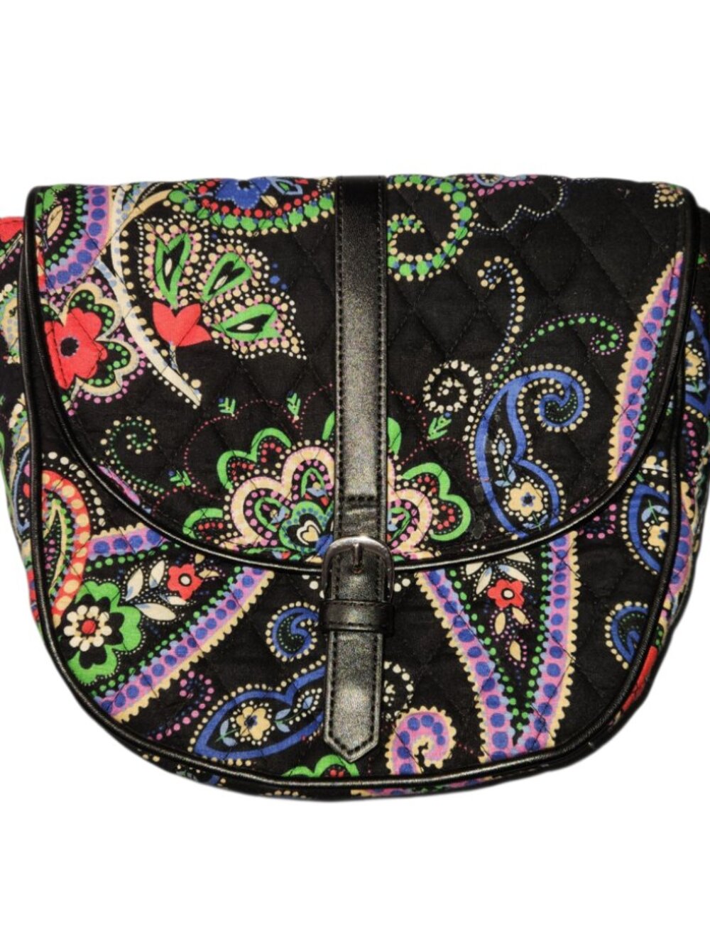 Vera Bradley Small Shoulder Bag Purse Black Floral Paisley Adjustable Strap